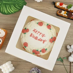 10 PCS  9.5×9.5×3.5in Cardboard Bakery Boxes with Clear Window, Sturdy Easy to Assemble Pastry Boxes, Cupcakes, Chocolates, Xmas
