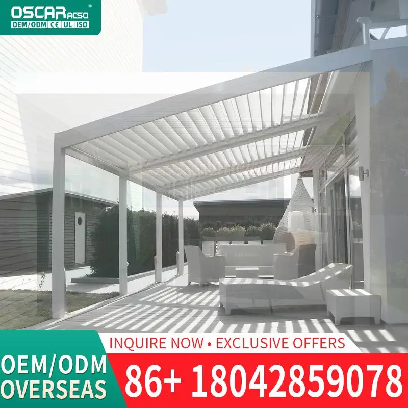 سقف كهربائي قابل للطي من الألومنيوم، مقاسات قابلة للتخصيص، قابل للسحب في الهواء الطلق، فناء حديقة، عريشة الفناء الخلفي #3