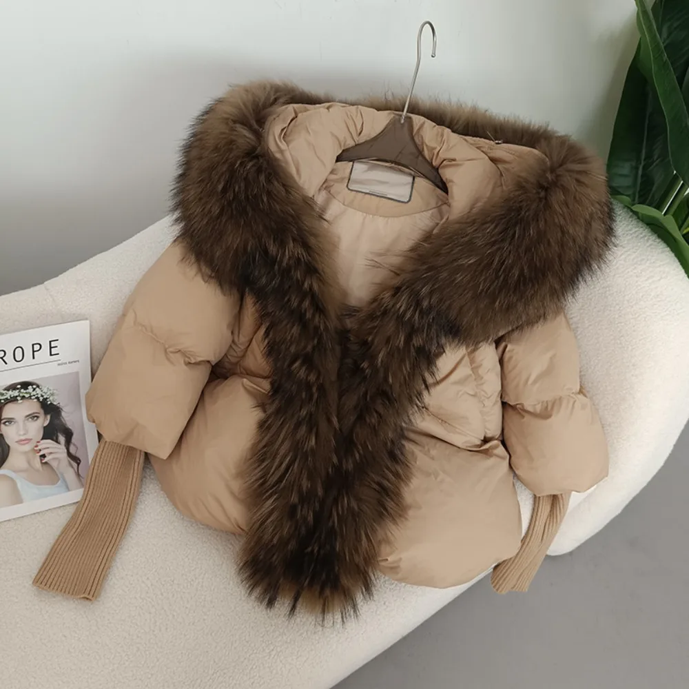 Duck Down Coat Winter 2024 Loose Oversize Puffer Jacket Women Real Fox Fur Collar Hooded Natural Thick Warm Streetwear Outerwear