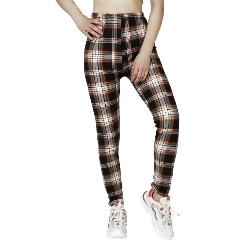 Card White Checkered WOMEN\'S Sports and Fitness Leggings