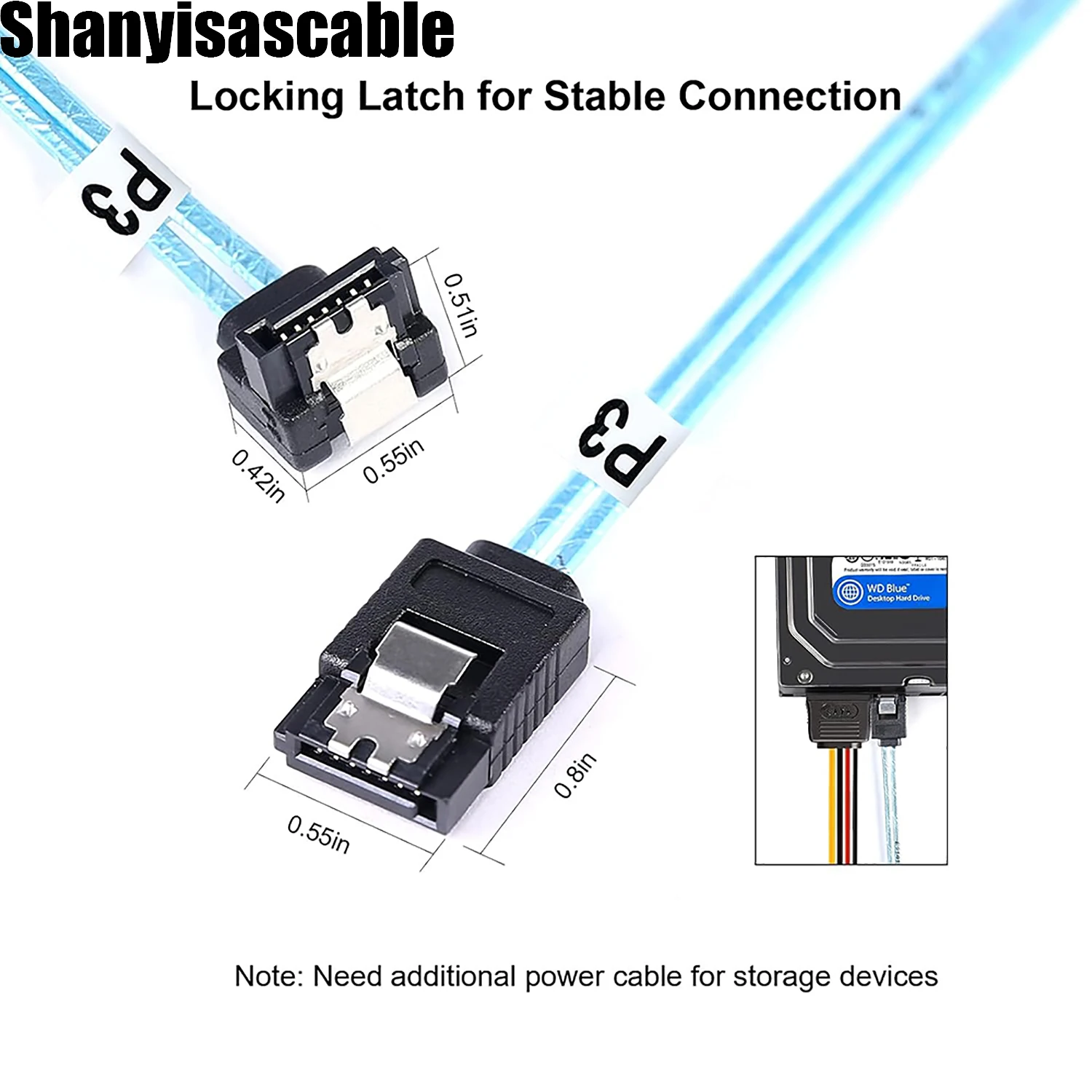 0.5M SATA Cable 90-Degree SATA-Data Cable SAS/SATA-12Gbps Cable for Server-Raid Computer SDD HDD CD DVD Drives