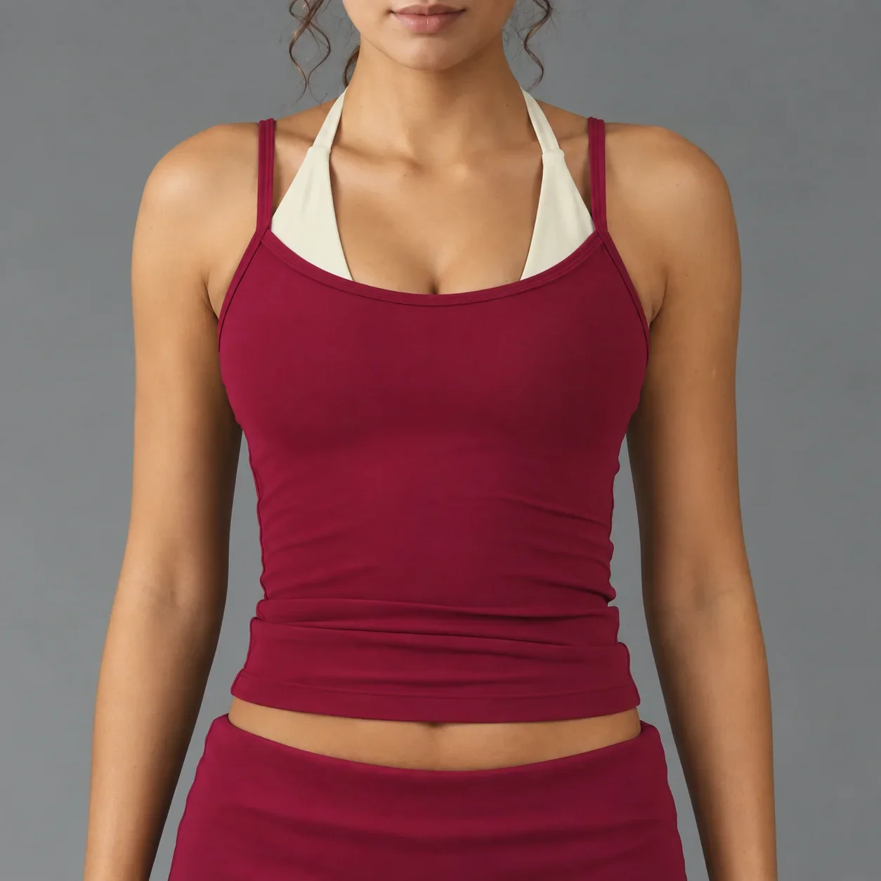New  Color Block Cami Tank Top For Women Adjustable Straps Quick Dry Fake Two Piece Yoga Fitness Pilates Running Workout Top