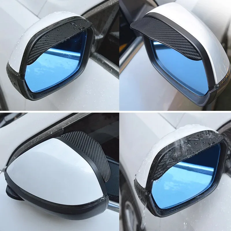 2PCS Car Rearview Mirror Rain Eyebrow Visor Carbon Fiber Car Rearview Side Snow Sun Visor Rain Cover Car Mirror Accessories