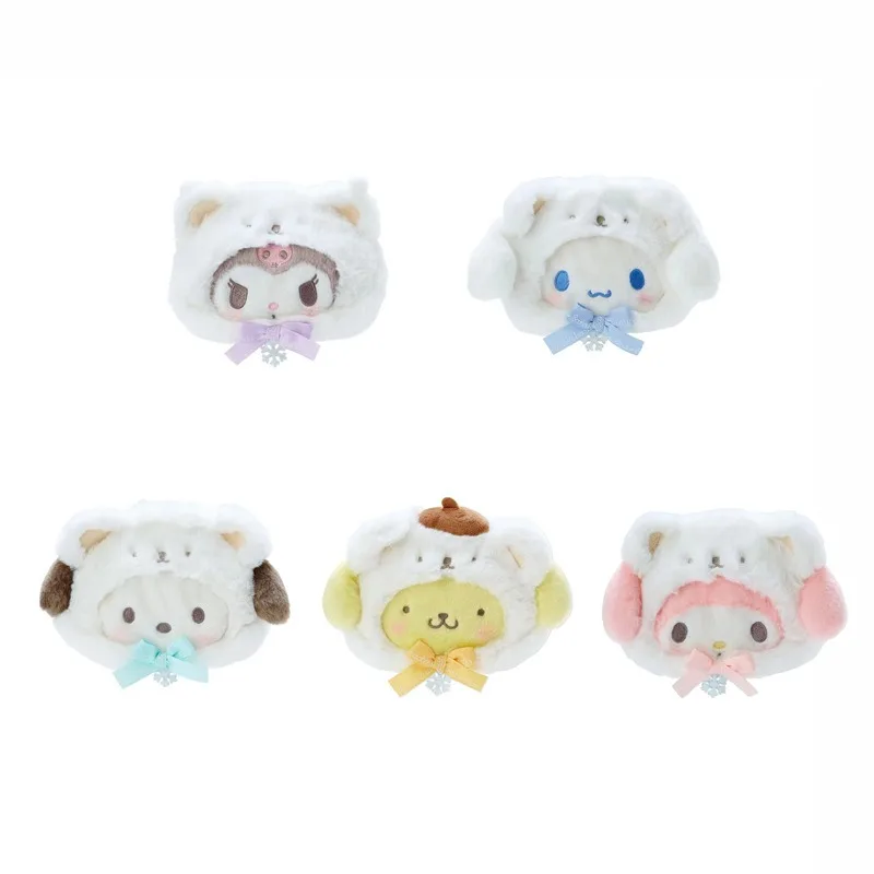 Kawaii sanrio cinnamoroll saco de armazenamento de pelúcia mymelody kuromi bonito urso polar série carteira pingente mochila presente decorativo