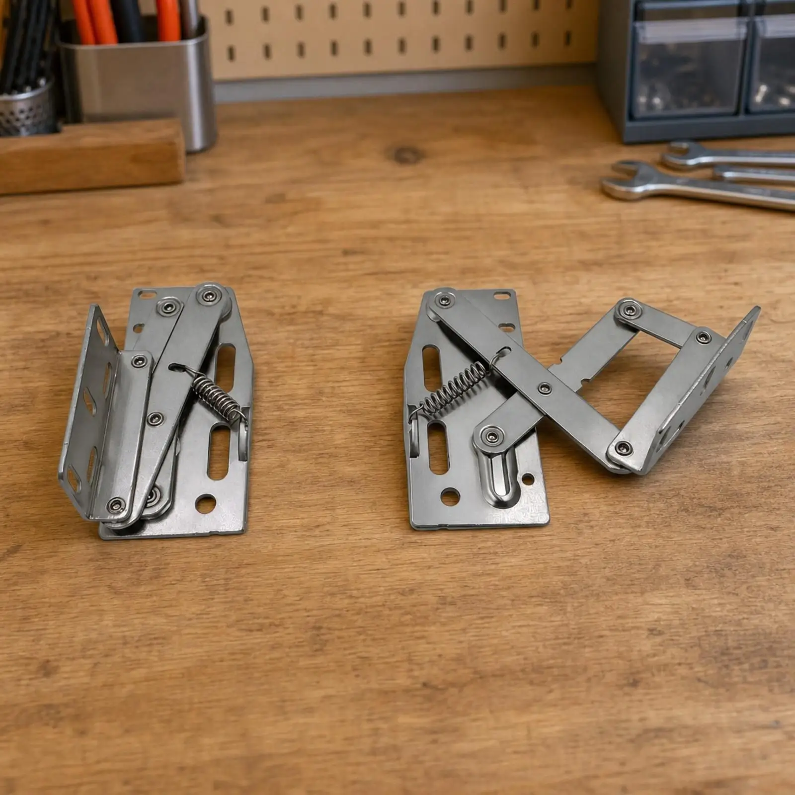 Durable Cold Rolled Steel Furniture Hinge Support Bracket 45 Degree Downward Opening for Bookcase Door