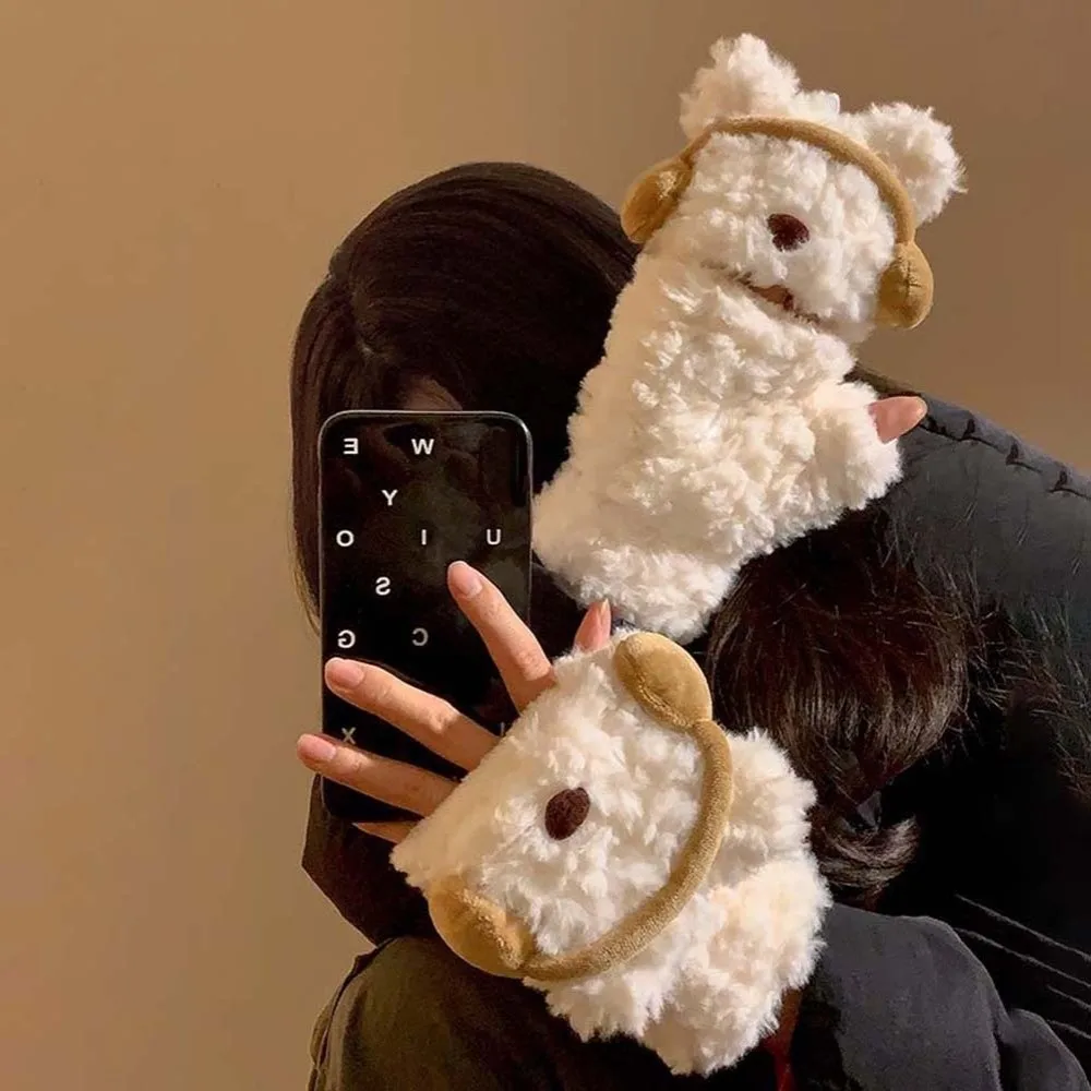 

Creative Flip-top Cartoon Bear Gloves Acrylic Fibers Thickened Winter Gloves Warmer Windproof Anti-cold Mittens Gifts