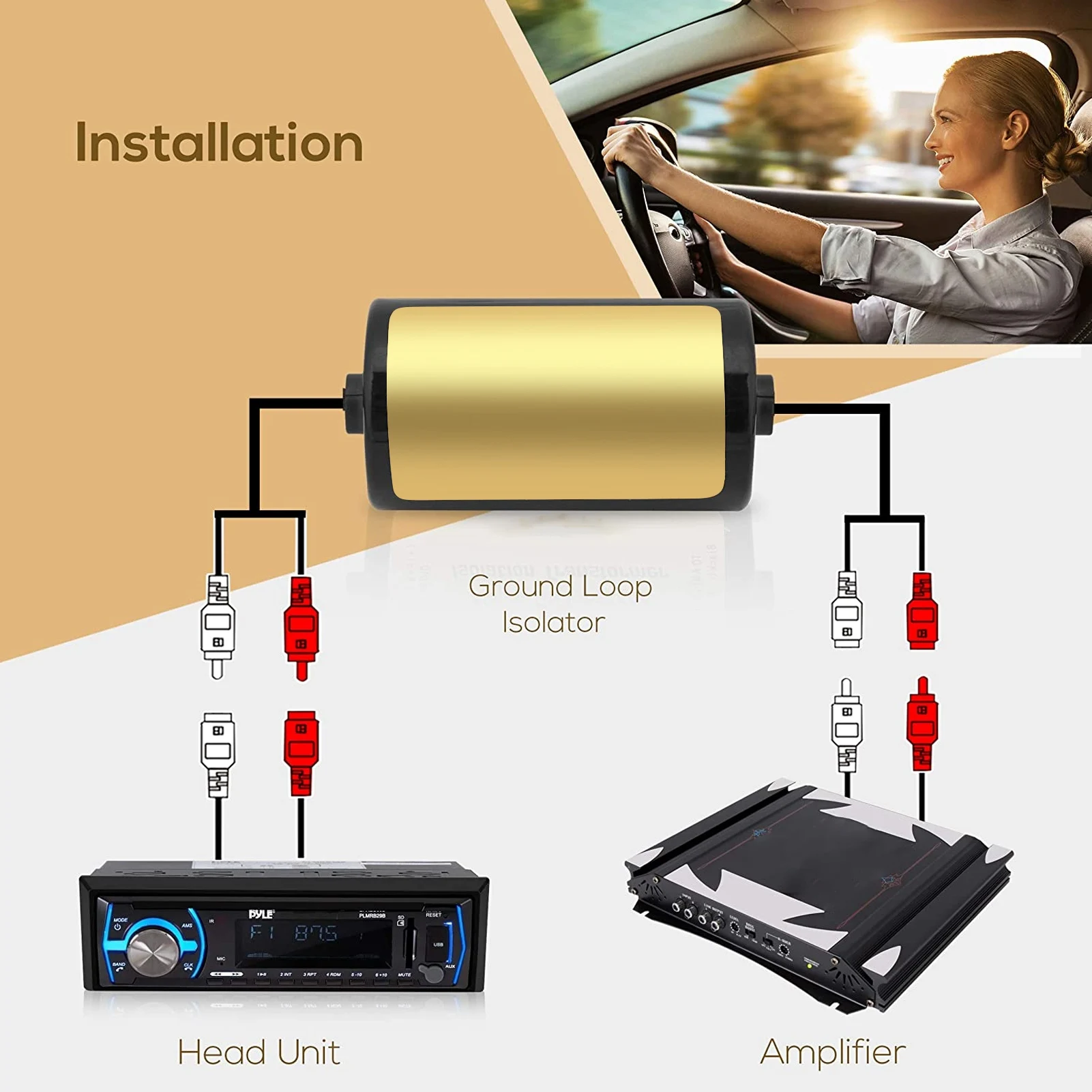 15A Car Ground Loop Noise Isolator Noise Suppressor Stereo Anti Interference Audio Amplifier Filter Ground Loop Noise Isolator