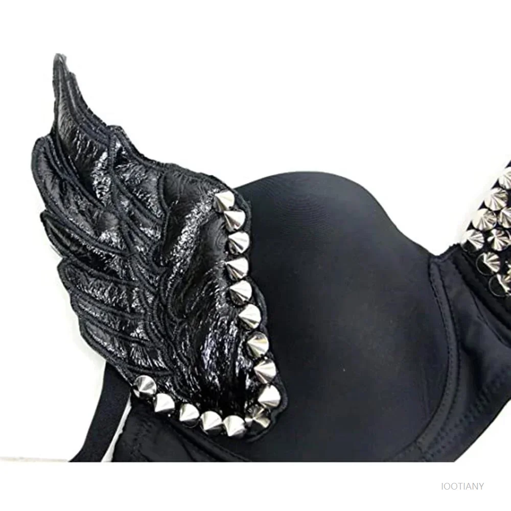 فاسق أجنحة الهذيان الصدرية الأعلى الفضة برشام القوطية رفع الملابس الداخلية النسائية مثير Y2k ملهى ليلي حزب بار موضة 2025