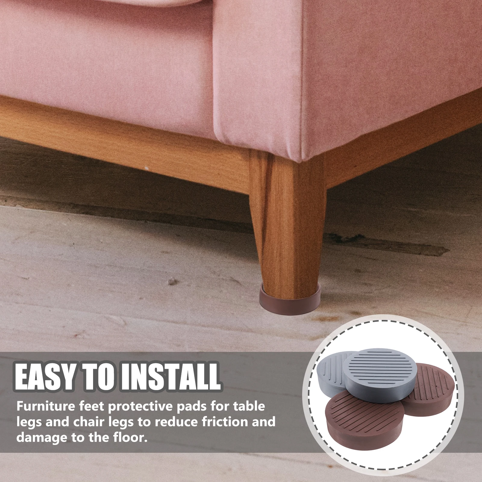 

4pcs Round 2 Inch Grey Brown Furniture Castor Pads Non Slip Durable Couch Stoppers Hardwood Floor Protectors Furniture Feet Pads