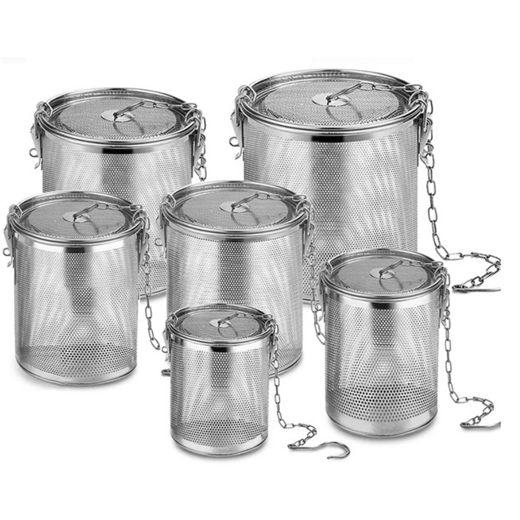 304 Stainless Steel Tea Ball Infuser Spices Strainer Fine Mesh  Soup Seasonings Separation Basket with Chain Hook Kitchen Tool