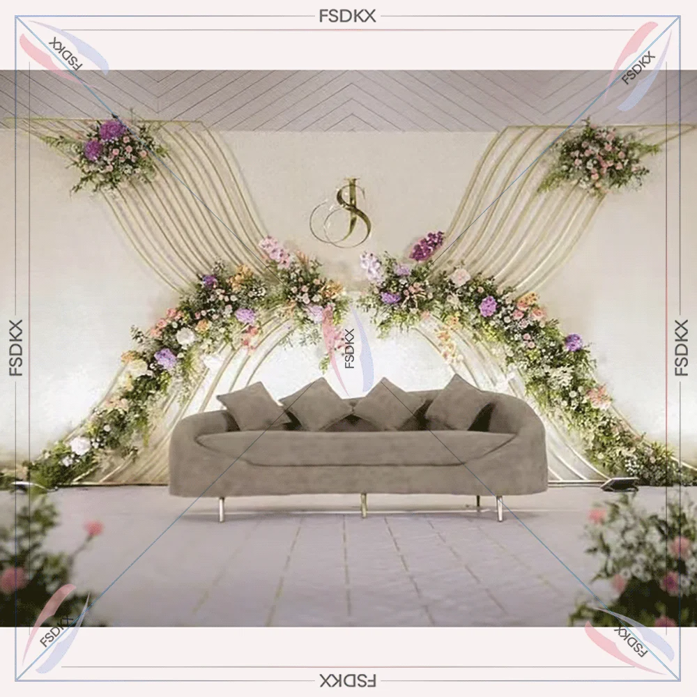 FSDKX Fashion Design Acrylic White PVC Wedding Party Backdrop Customized Logo Metal Frame Backdrop for Sale