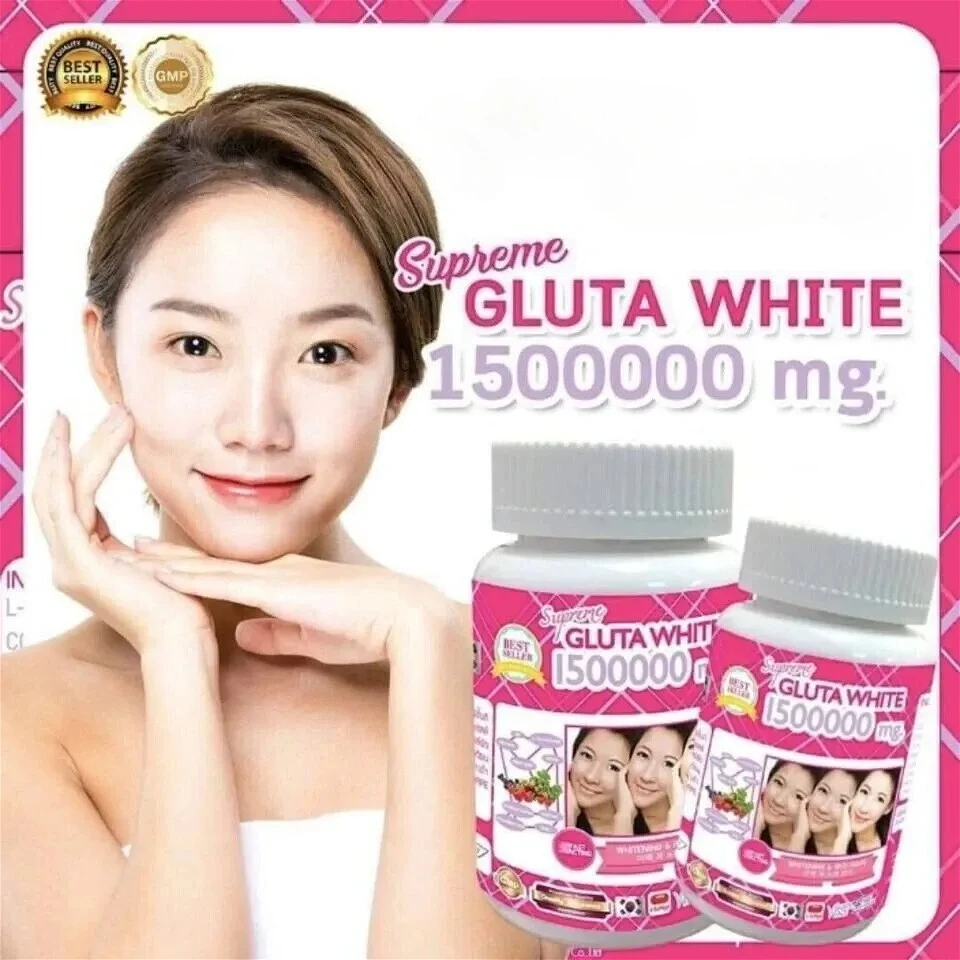 GLUTA WHITE 1500000MG Glutathione Skin Whitening Supplement Anti Aging, UV Protection, Even Skin Tone & Scar 30 Capsules