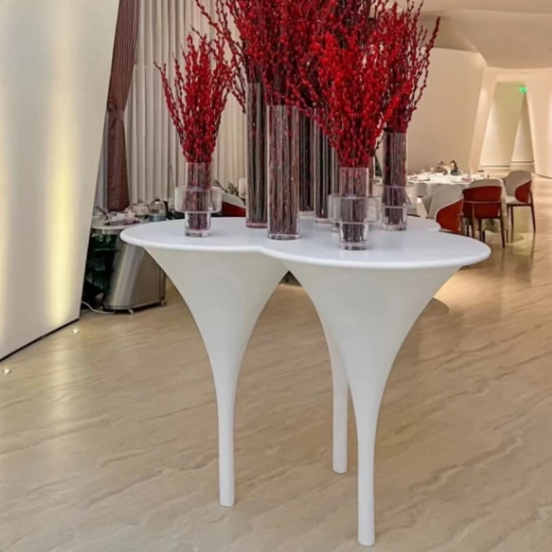 Simple art cloud bar table, waterproof bar table, fiberglass three-leaf coffee table, leaf modeling hall decoration table