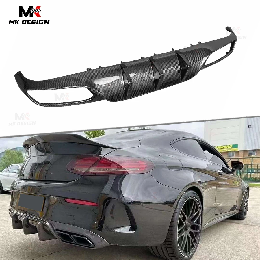 Carbon Fiber Rear Bumper Lip Rear Diffuser for Mercedes-Benz C Class W205 C63 Coupe 2 Doors 2015-2021 Rear Lip Diffuser
