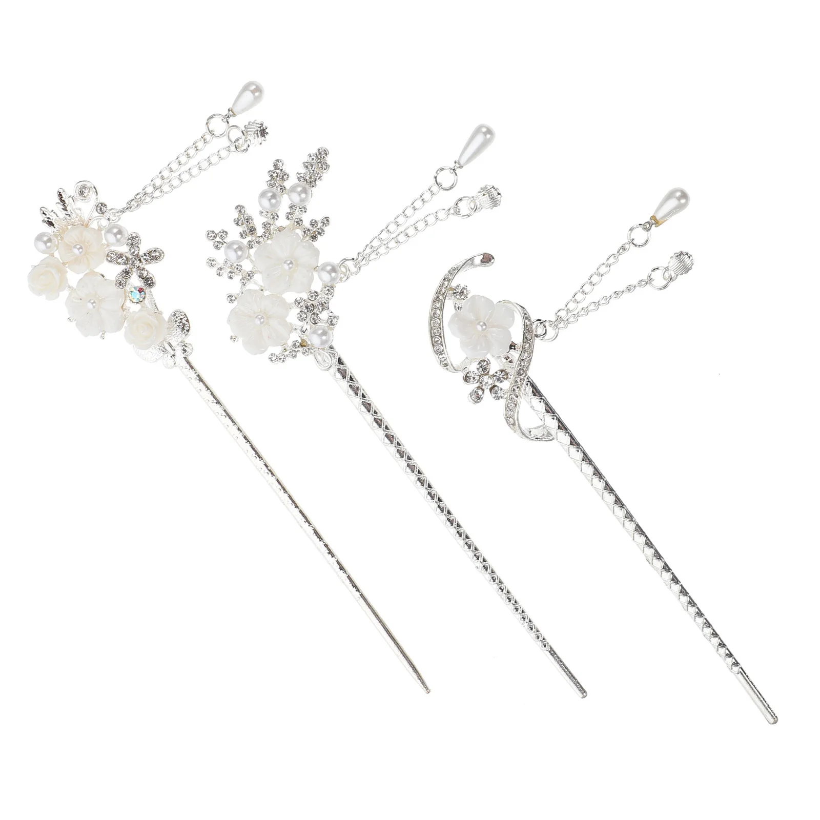 

3 Pcs Hair Sticks Chinese Tassel Vintage Hairpins Chopsticks Rhinestone for Buns Flower