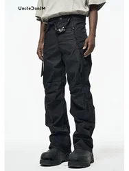 Nylon Side Open Rubber Zipper Micro-horn Scimitar Spiral Functional Pants Men Y2k Tactical Pants