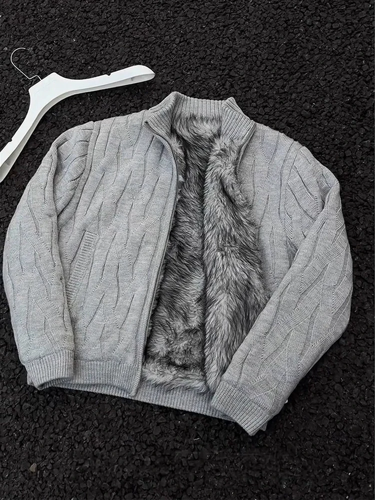 

Cleanfit Knitted Fce Lined Open Cardigan Men's Sle American Lazy Sle Mountain Eagle Patterned Sweater Outerwear