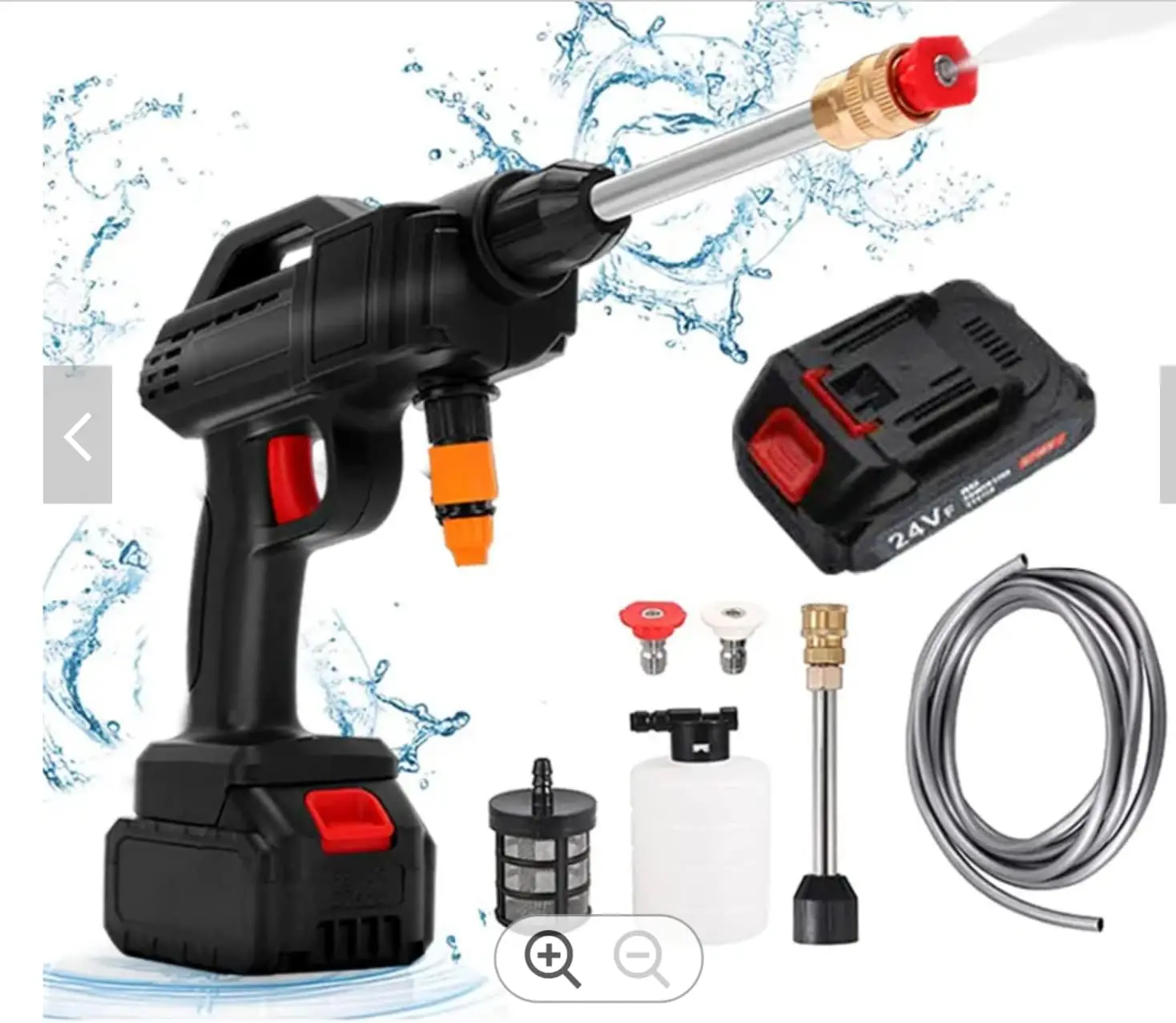 

Беспроводная мойка высокого давления Enegyz 20 В с 2 батареями емкостью 4000 мАч, насадка высокого давления для наружного применения