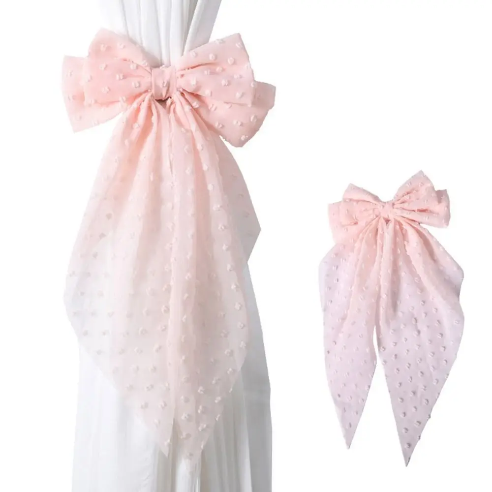 Ballet Style Elastic Band Bowknot Curtain Tieback Clasp Ribbon Window Curtain Buckles Curtain Rope Holders Home Decor