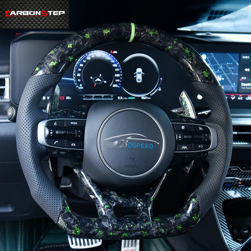 

Carbon Fiber Steering Wheel For Kia Stinger GT Optima K5 Sorento Cerato Picanto Forged Carbon Fiber Perforated Leather