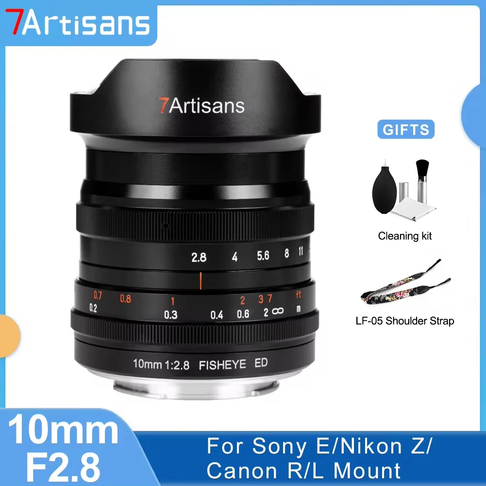 

7artisans 10mm F2.8 Fisheye Ultra Wide Angle Manual Focus Prime Camera Lens for L Mount Canon EOS R Sony E Nikon Z a7c a7m z8 zf