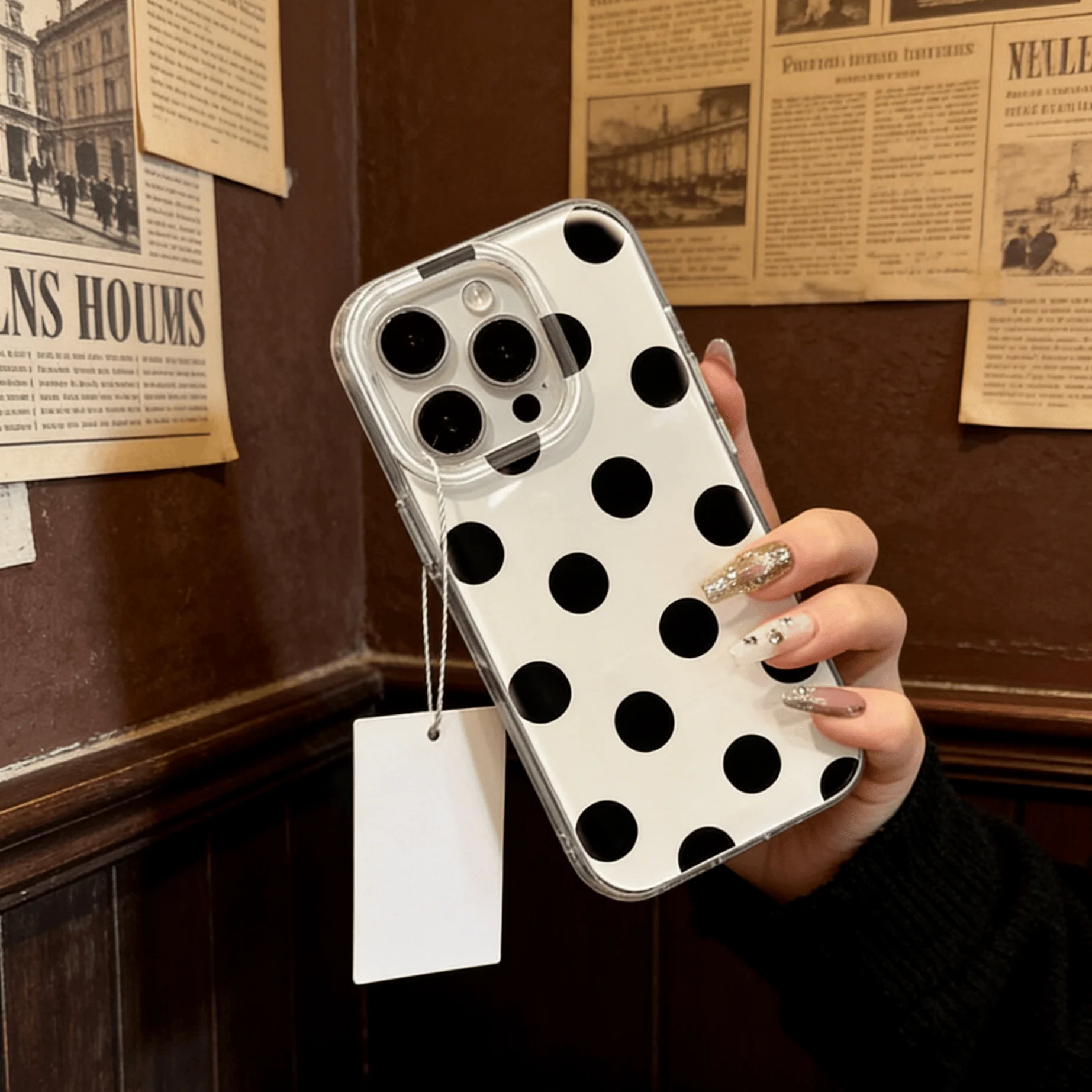 

Phone Case for iPhone 17 Air 16 15 14 13 12 Pro Max Plus Camera Protection Shockproof for Male Female Pear Bumper Polka Kitten