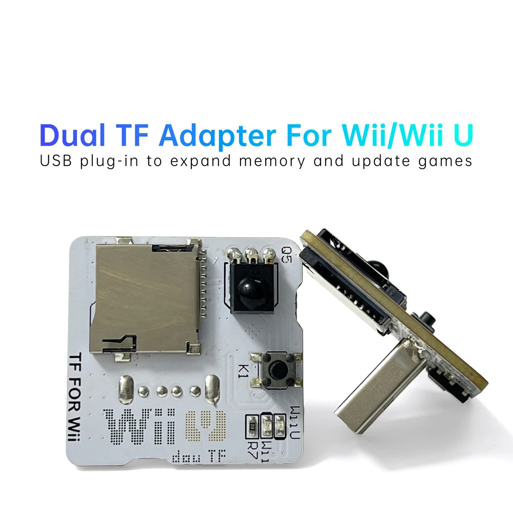 Dual TF Adapter For Wii/WiiU Console Button Switch Vis USB Plug-in To Expand Memory ＆ Update Games Accessories