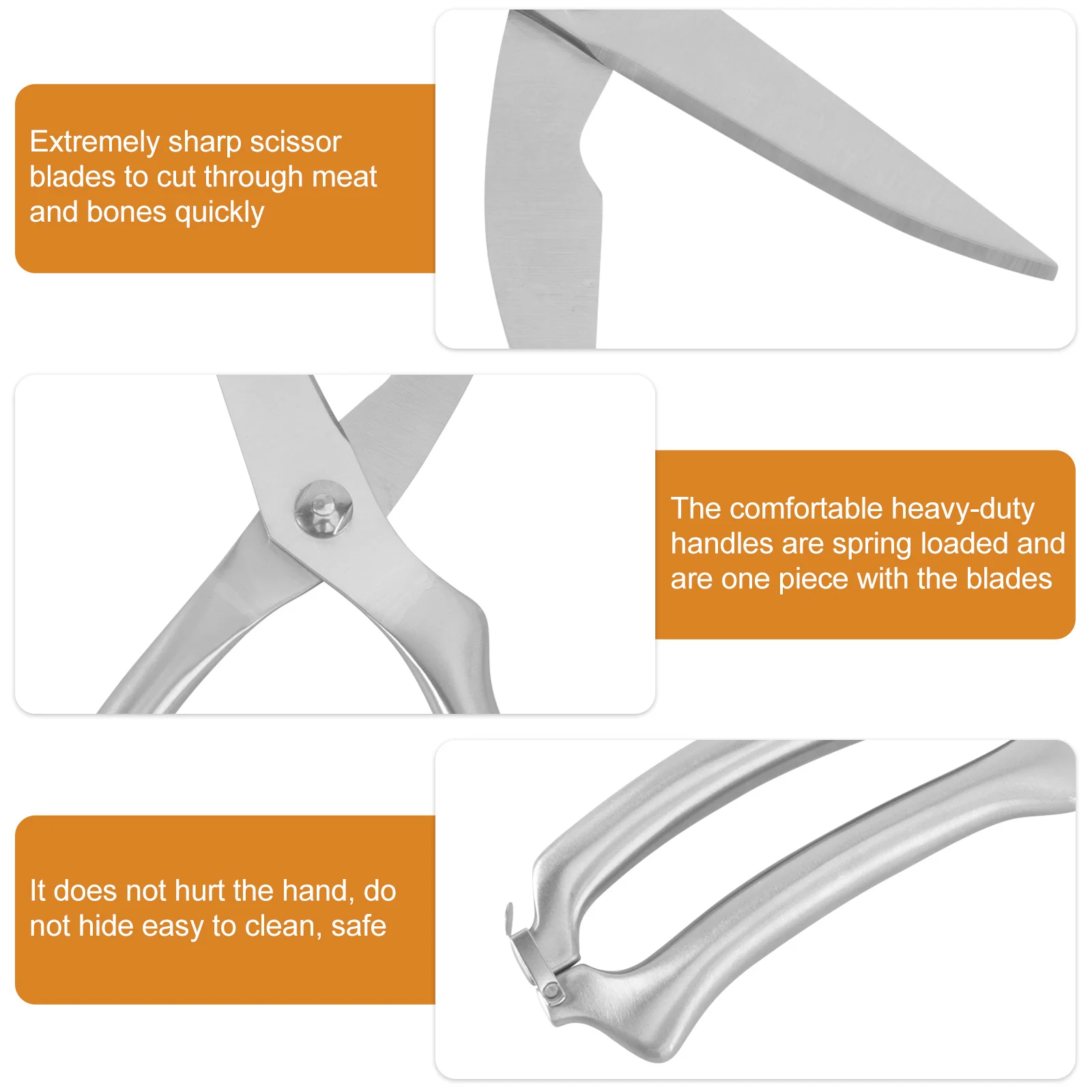 

Chicken Bone Shears Heavy Duty Stainless Steel Kitchen Scissors For Meat Fish Poultry Vegetables Bbq Cooking Tools