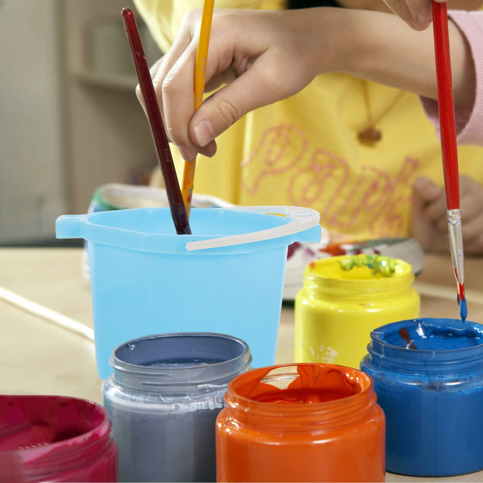 

Multifunctional Plastic Paint Brush Washer Water Bucket Compact Reusable For Artists School Household Daily Use Brush