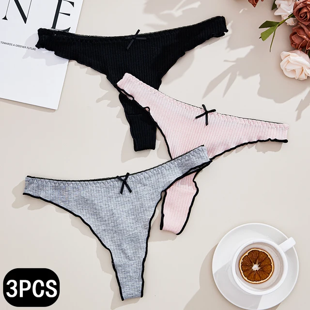 3 szt. Damskie stringi z niskim stanem, gładkie, seksowne, modne, codzienne majtki, wygodne, damskie tanga