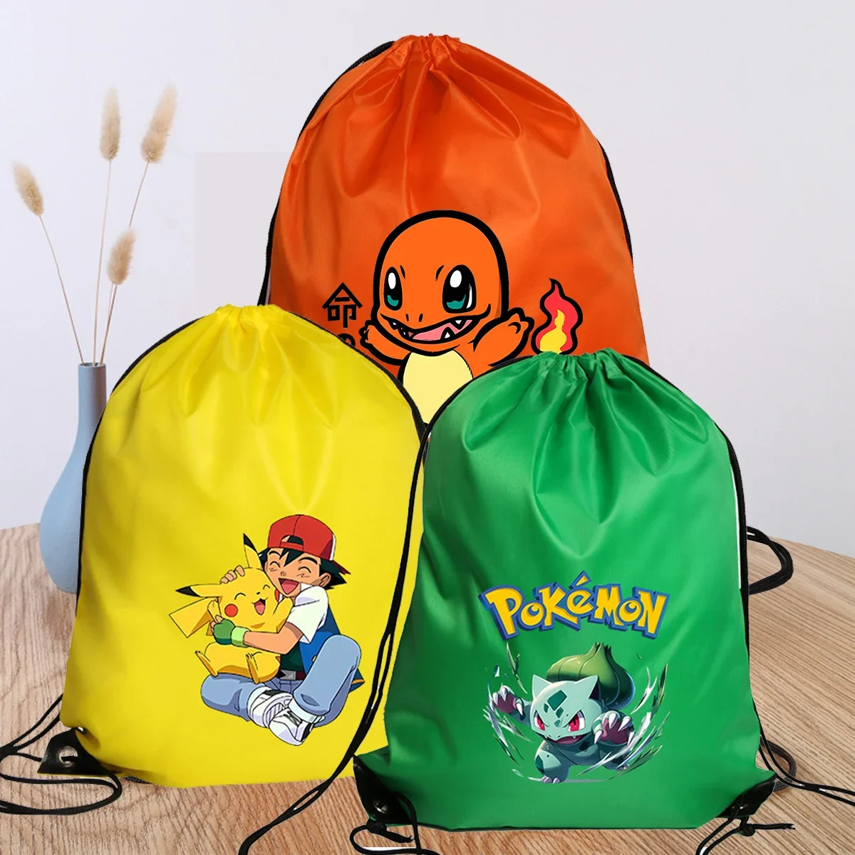 بوكيمون أنيمي الرباط حقيبة سعة كبيرة رياضة اليوغا على ظهره خفيفة الوزن كيس التخزين الكتف حزمة جيب حقائب للهدايا