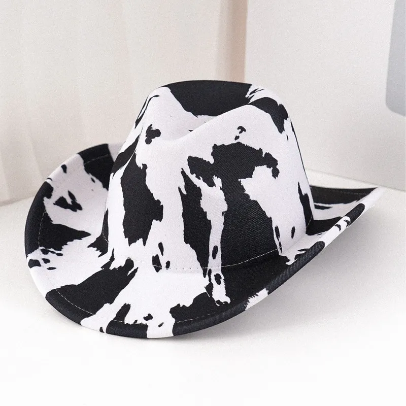Leopard print cowboy , American western style wide-brimmed hat, vintage felt fedora, unisex and unique