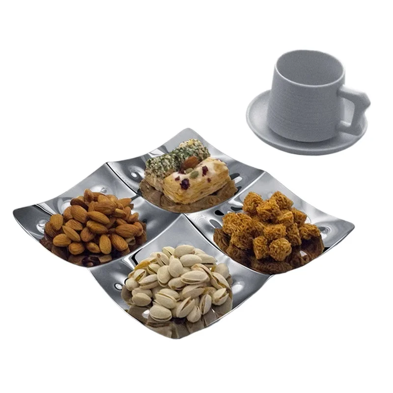 Piatto da frutta europeo per tavolo da pranzo, piatto da snack di lusso leggero e creativo, vassoio con griglia di frutta secca e caramelle