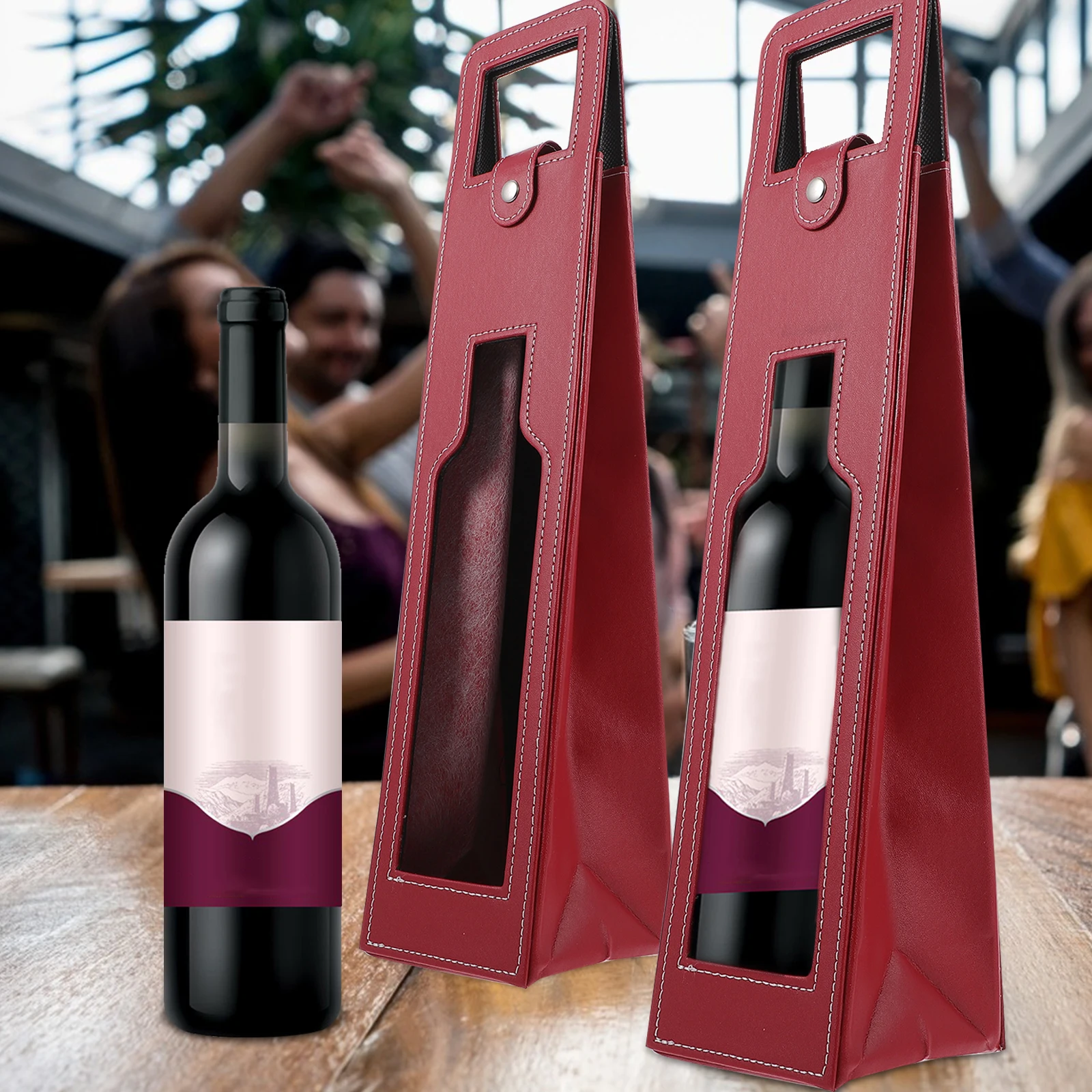 

Bottle Gift Bags Portable Double Layer Red Pouch Durable Reusable Chic Suitable Parties Housewarming Storage Solution