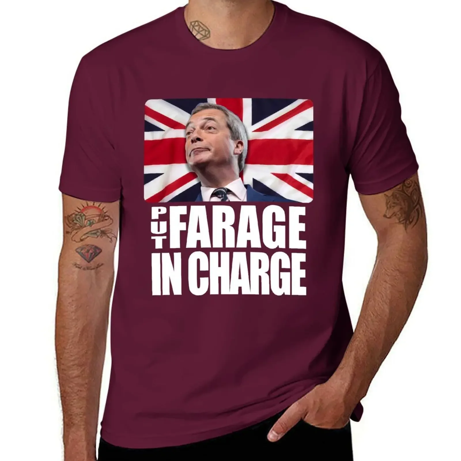 Graphic Tees Cute Clothes Men's T-shirts PUT FARAGE IN CHARGE Nigel Farage Brexit TShirt Men Clothing Funny New Men Clothing