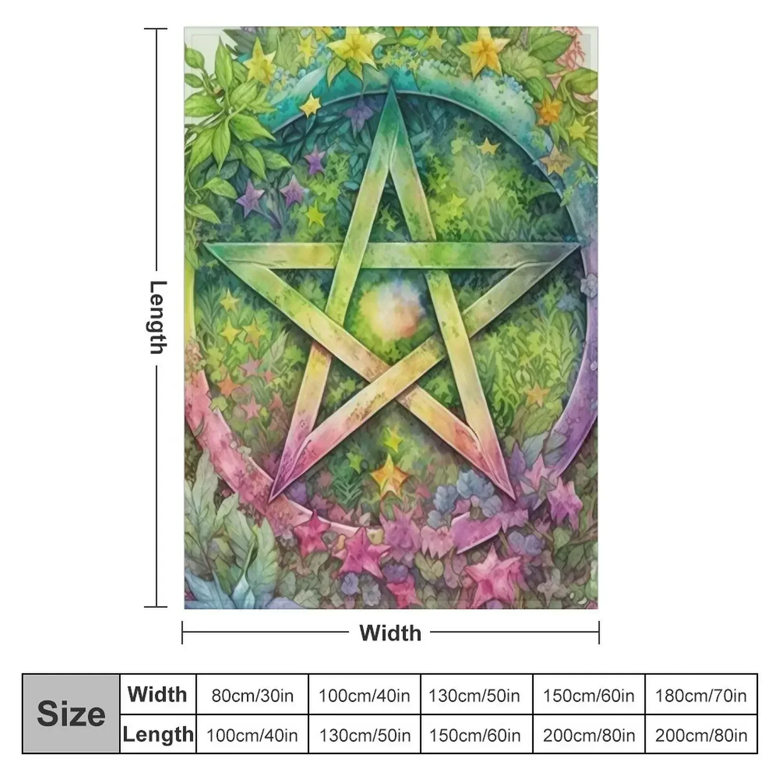 Pentacle - Botanical Flower Garden Wiccan Pagan Pentagram Throw Blanket couch cozy soft plush fuzzy picnic outdoor blanket