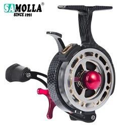 SAMOLLA New Winter Ice Fishing Reels Coil High-foot 3.5:1 Ultra Smooth Magnetic Drop System Inline Ice Reel Aluminum Alloy SPOOL