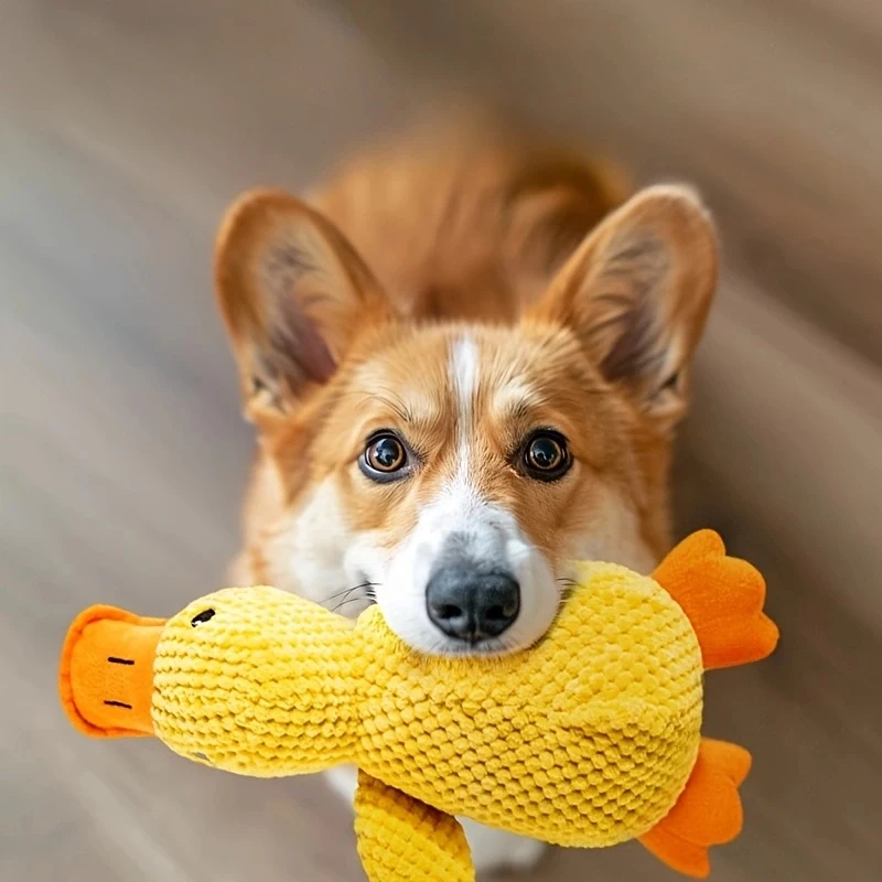 Beruhigende Ente für Hunde, 2025, gelbes Enten-Hundespielzeug, das beruhigende Kissen für sanfte Enten, Hunde-Enten-Spielzeug mit Quack-Sound für Hunde im Innenbereich – Detail 6