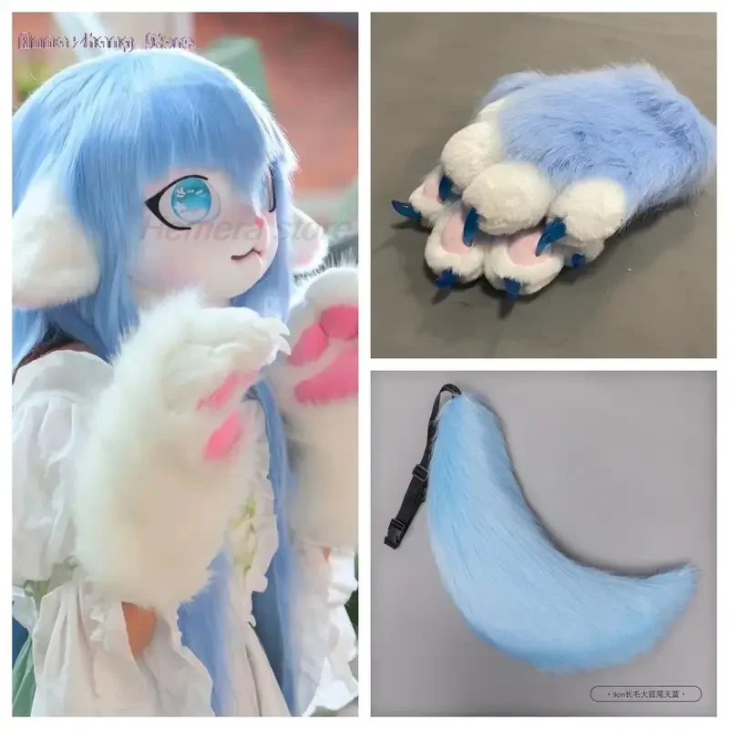 Fursuit Kigurumi Headsets Furry Cosplay Rubbit Doll Cat costumes Animal Heads Wearable Kig Headsets Tail  Animal Costume