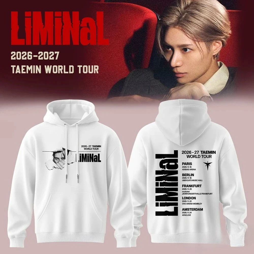 Taemin LiMiNaL 2026-27 World Tour Graphic Hoodie Front Back Print Kpop Concert Tour Dates Long Sleeve Pullover Fans Sweatshirt
