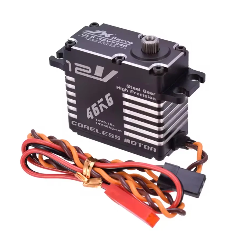 JX CLS-12V7346/BLS-12V7146 46กก. 12V 180 ° เกียร์เหล็กความแม่นยำสูง HV ดิจิตอลคอร์เลสเซอร์โว ตัวเรือนอะลูมิเนียม CNC สำหรับรถหุ่นยนต์ RC