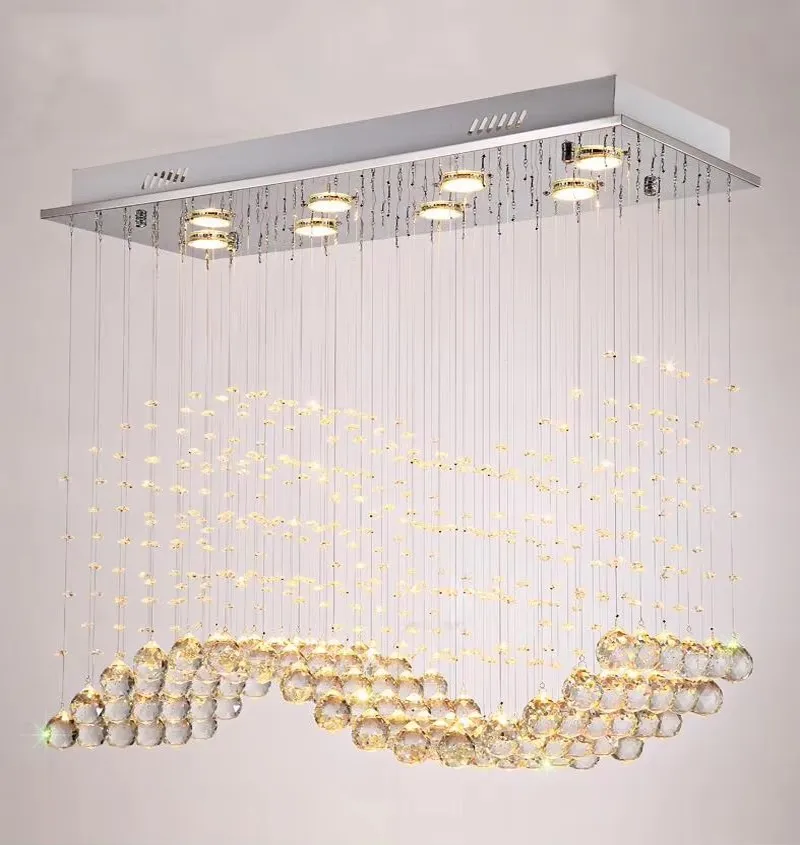 Postmodern Light Luxury Restaurant Dining Room Crystal Chandelier Bead Curtain Partition Rectangular Shop High-end Pendant Light