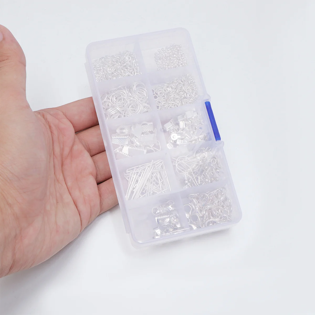 

1Set DIY Earrings Accessories Silver Jewelry Findings Complete Set Clear Organizer Box Handmade Ear Jewelry Material Kit