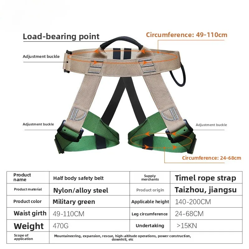 

Outdoor Safety Belt Climb Rock Safety Harness Tree Climbing Half Body Harness for Women Men Children Ideal Gift for Rock Climber