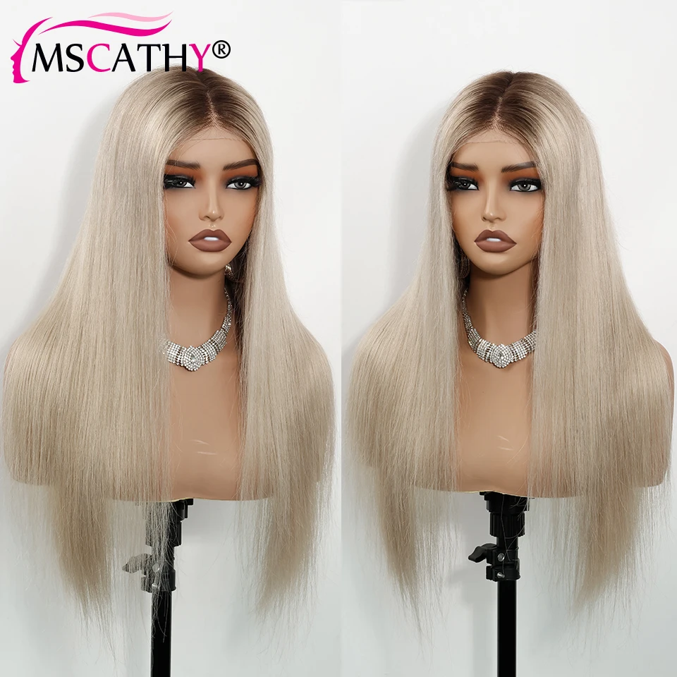 13x4 البيج الرماد شقراء أومبير مستقيم الباروكات للنساء غلويليس HD شفافة الدانتيل الباروكة الأمامية 200% البرازيلي ريمي خصلات الشعر المستعار الإنسان #4