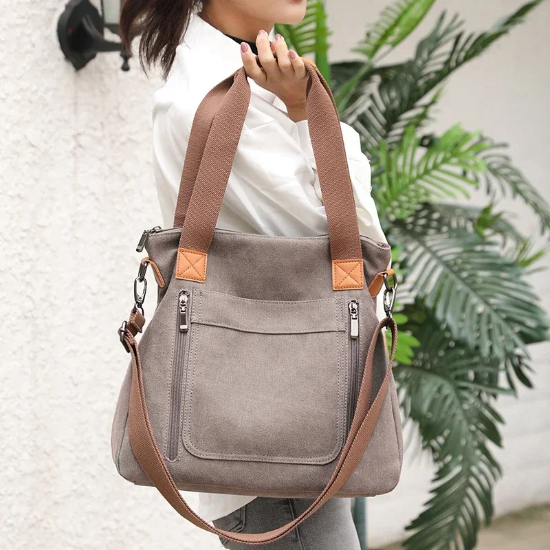 2024 New Arrival Canvas Tote Bag for Women, Casual Shoulder Bag with Large Capacity and Detachable Strap handbags bolso mujer 가방