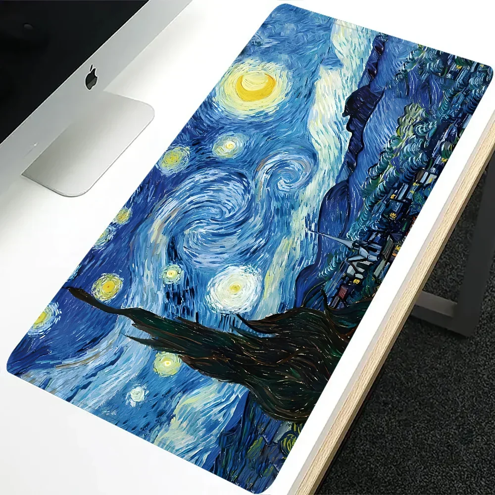 ขายร้อน Van Gogh น้ํามันขนาดใหญ่ Gaming Mousepad XXL คีย์บอร์ด Gamer แผ่นรองเมาส์ลื่นบนตารางความเร็วโต๊ะอะนิเมะ 800X400 Mats