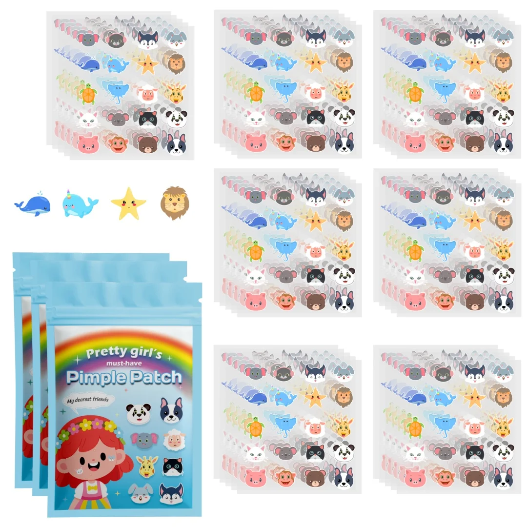 600 قطعة من ملصقات حب الشباب على شكل حيوانات صغيرة، مقاومة للماء وجيدة التهوية، للاستخدام اليومي للوجه، تغطية بشرة الوجه وأساسيات العناية