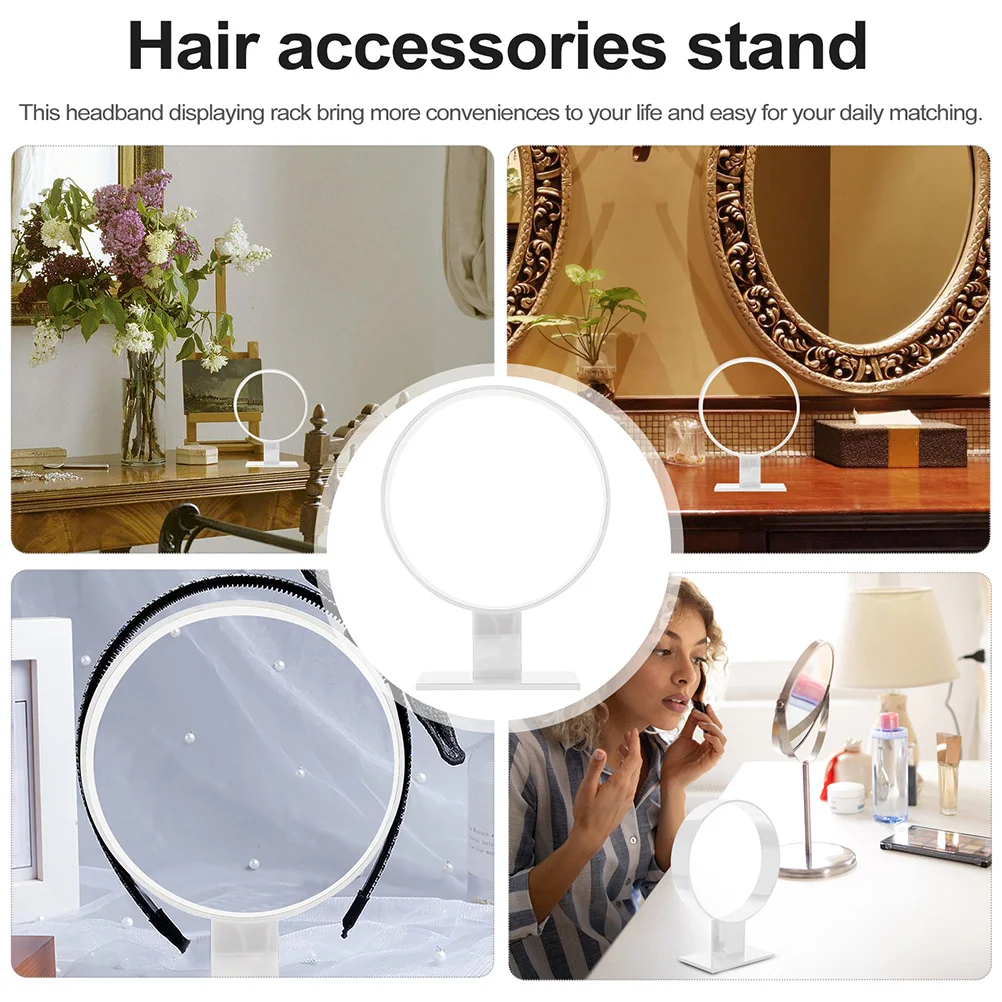 2Pcs Round Headband Organizers Acrylic Display Stands Hairband Holders for Women Girls Hair Accessory Storage Bedroom Decor