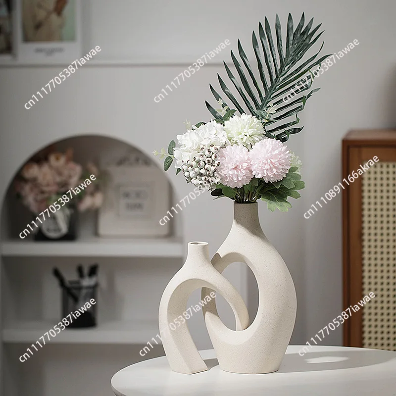 White ceramic vase upgraded version plus size snuggle combination set creative desktop ornament home decoration